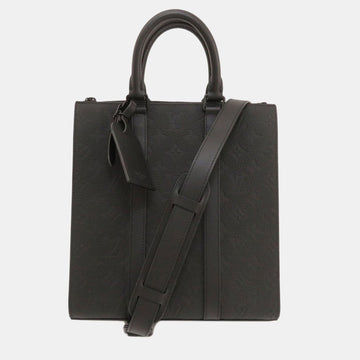 Black Taurillon Leather Sac Plat Tote Bag