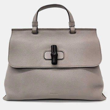 Mocha Grey Leather Daily Tote Bag