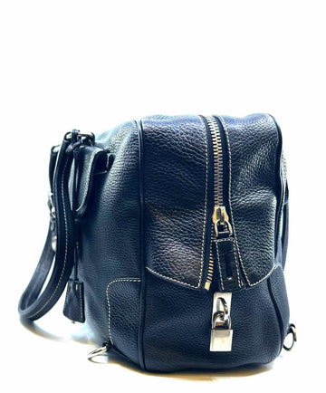 PRADA Black Leather Solid Handbag