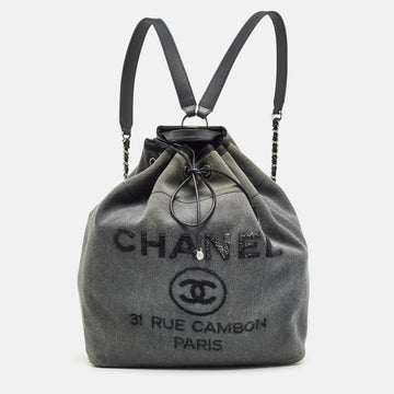 Dark Grey Denim Sequins Deauville Backpack