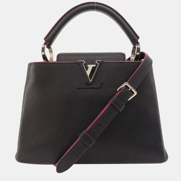 Black/Pink Leather Capucines BB Top Handle Bag