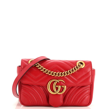 GUCCI GG Marmont Flap Bag Matelasse Leather Mini