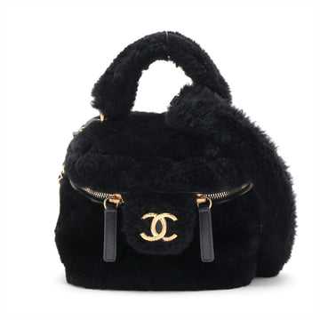Chanel Coco Sealing 2WAY Shoulder Bag Vanity Black G  AS3357