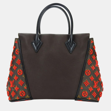 Black/Red Monogram Leather W Tote