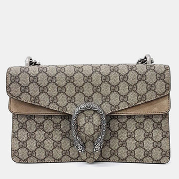 Beige GG Supreme Canvas and Suede Small Dionysus Shoulder Bag