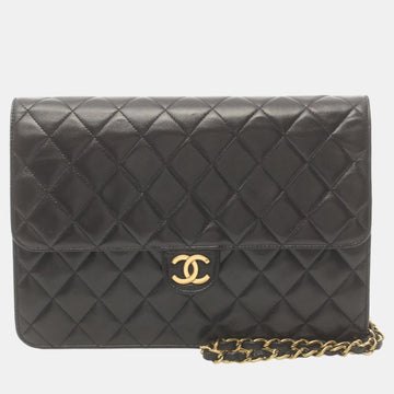 Black Lambskin Matelasse Shoulder Bag