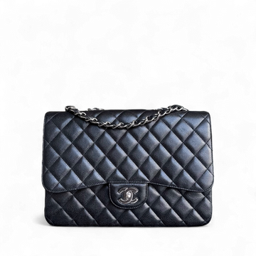 Chanel Classic Flap Jumbo - Single Flap Caviar 30CM Quilted Black Silver Hardware Series 13