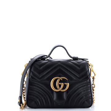 EC Marmont Top Handle Flap Bag Matelasse Leather Mini