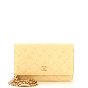 CHANEL CC Plate Wallet on Chain Quilted Lambskin
