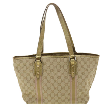 GUCCI EC Canvas Tote Bag Beige Gold 137396  ac1626
