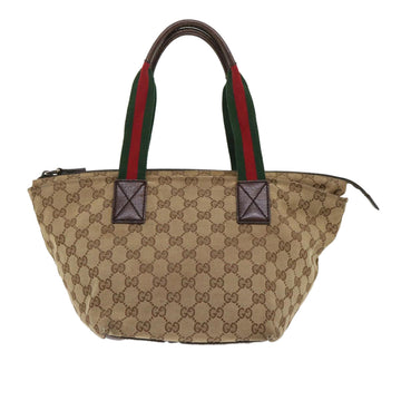 GUCCI EC Canvas Web Sherry Line Tote Bag Beige Red Green 131228  ac2026