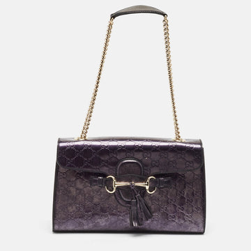 Purple Guccissima Patent Leather Medium Emily Shoulder Bag
