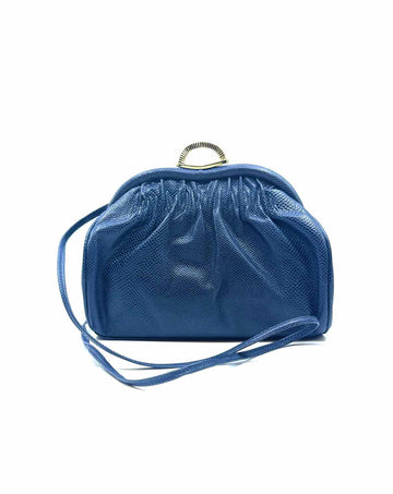 ETRO Navy Lizard Solid Handbag