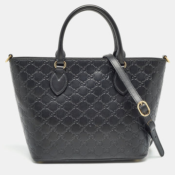 Black Guccissima Leather Zip Tote