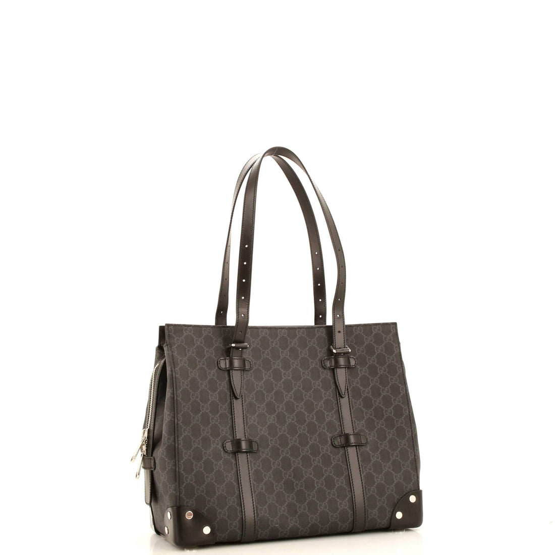 Buckle Travel Tote EC Coated Canvas with Leather Large