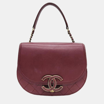 Red Leather Coco Curve Flap Crossbody Bag