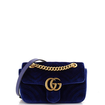 GUCCI GG Marmont Flap Bag Matelasse Velvet Mini