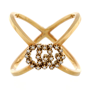 EC Running Cross Ring 18K Yellow Gold with Diamonds
