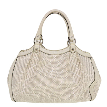 GUCCI Diamante EC Canvas Hand Bag Leather White 211944  am4493
