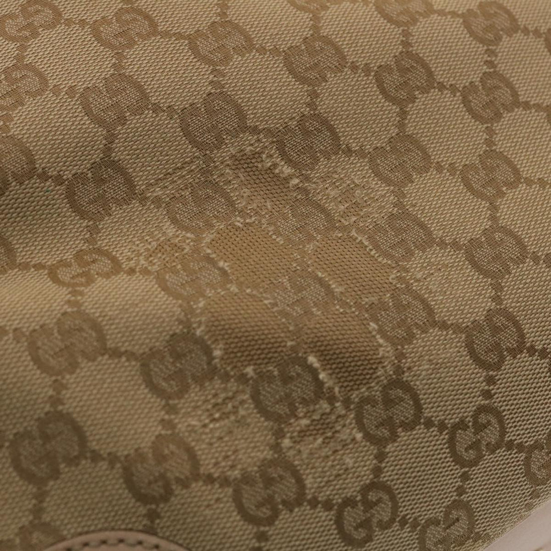 GUCCI EC Canvas Tote Bag Leather Beige 163805  am4729