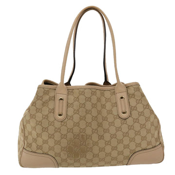 GUCCI EC Canvas Tote Bag Leather Beige 163805  am4729