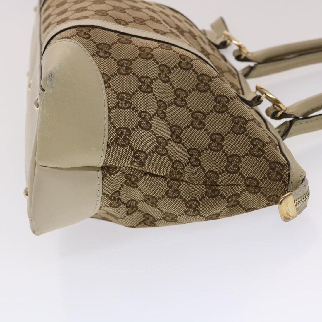 GUCCI EC Canvas Tote Bag Leather Beige 257069  am4730