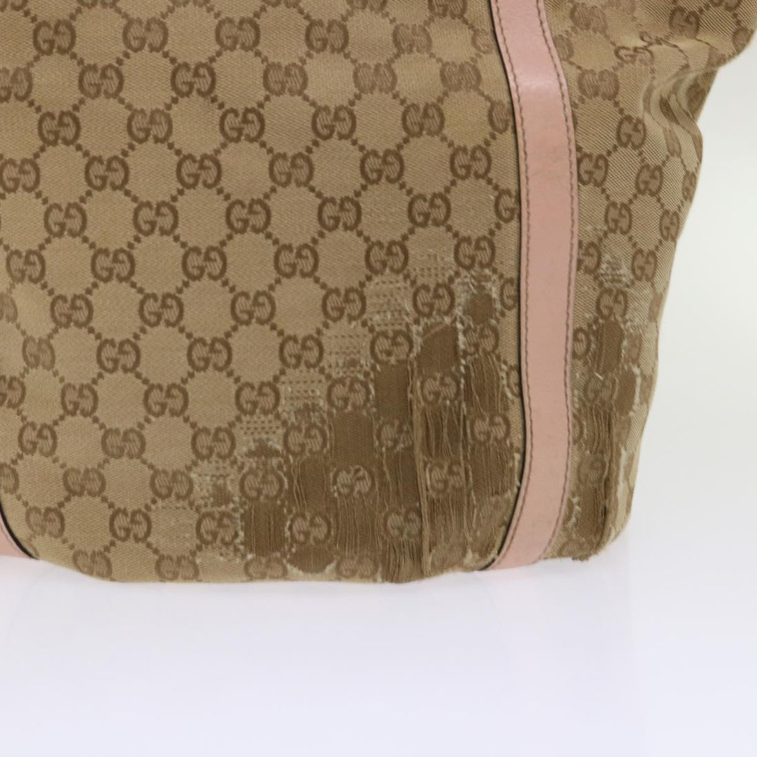 GUCCI EC Canvas Tote Bag Leather Beige 211982  ar9875B