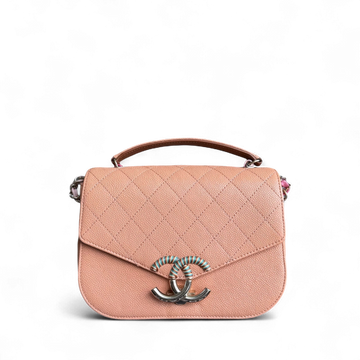 Chanel Coco Curve Cuba Small - Quilted Caviar Caramel Light Gold Hardware Series 23