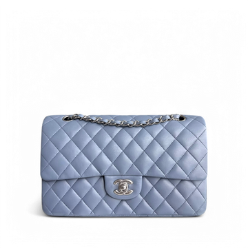 Chanel Classic Flap Medium - 25CM Lambskin Quilted Haze Blue Silver Hardware Series 16
