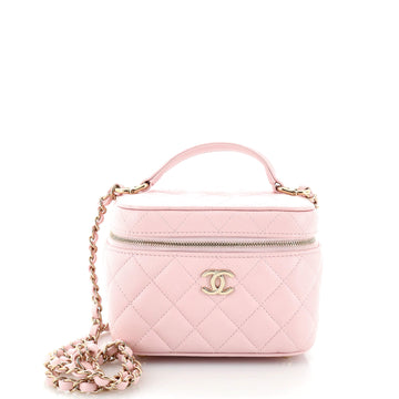 CHANEL CC Top Handle Vanity Case with Chain Quilted Caviar Mini