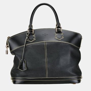Black Leather Lockit MM Top Handle Bag
