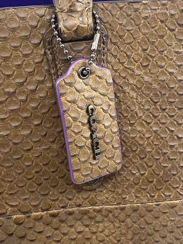COACH Brown Python Solid Handbag