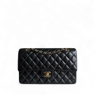 Chanel Classic Flap Medium - Caviar 25CM Quilted Grained Calfskin Black Gold Hardware Series 24