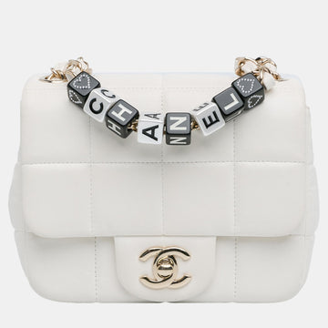White Mini Lambskin Monacoco Flap