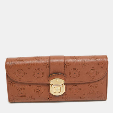 Cognac Monogram Mahina Leather Amelia Wallet