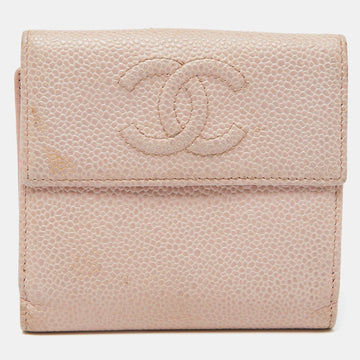 Pink Caviar Leather CC Compact Wallet