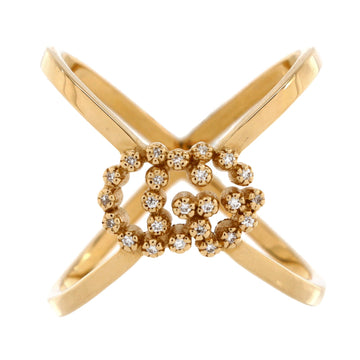 EC Running Cross Ring 18K Yellow Gold with Diamonds