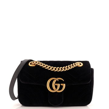 GUCCI GG Marmont Flap Bag Matelasse Velvet Mini