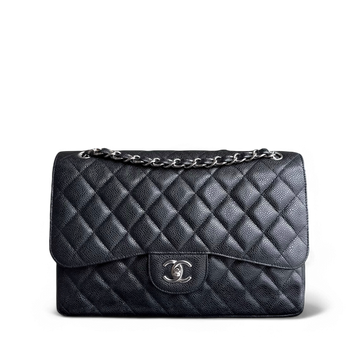 Chanel Classic Flap Jumbo - Double Flap Caviar 30CM Quilted Black Silver Hardware Series 16
