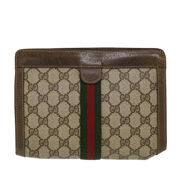 GUCCI EC Canvas Web Sherry Line Clutch Bag Beige Red Green 89.01.001  bs5999