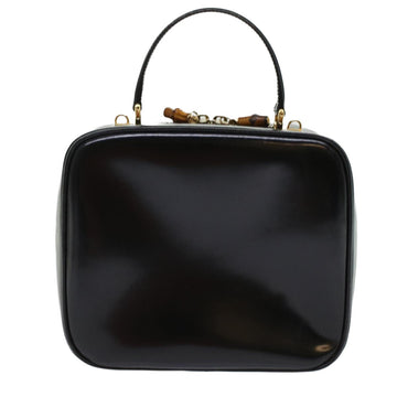 GUCCI Bamboo Vanity Cosmetic Pouch Patent leather Black  bs6279