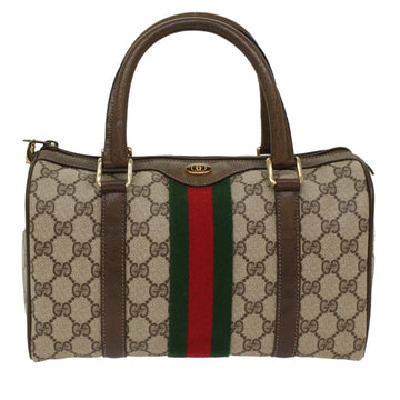 GUCCI EC Canvas Web Sherry Line Boston Bag Beige Red 3902006  bs7253