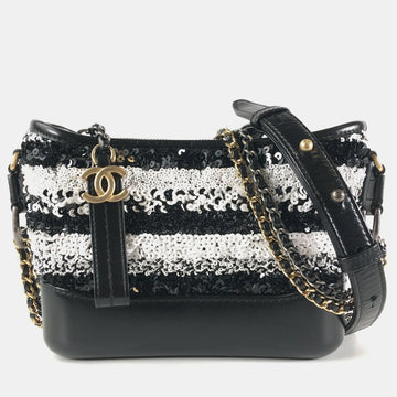 White/Black Leather Small Gabrielle Shoulder Bag