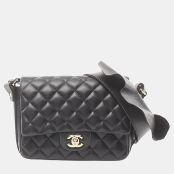 Black Lambskin Matelasse Shoulder Bag