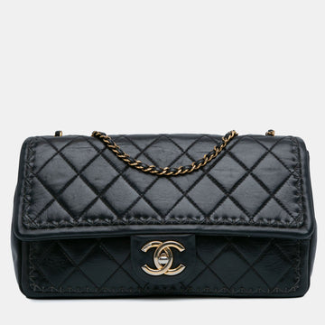 Quilted Lambskin Whipstitch Single Flap