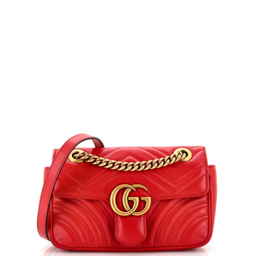 GUCCI GG Marmont Flap Bag Matelasse Leather Mini