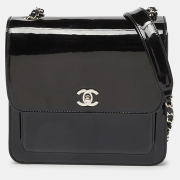 Black Patent Leather Vintage CC Square Flap Bag