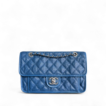 Chanel French Riviera Medium - Caviar Quilted Blue Silver Hardware Series 15