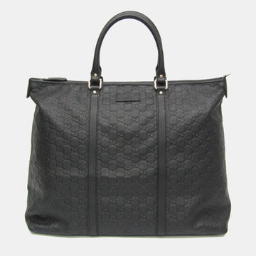 Black Leather Microguccissima Large Tote Bag
