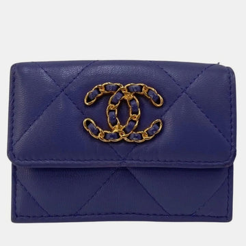 Purple Lambskin Leather 19 Trifold Wallet